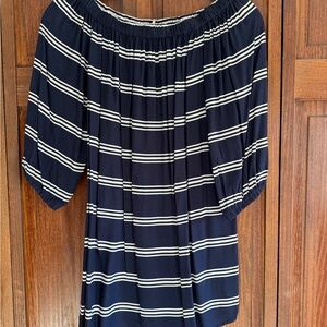 beachlunchlounge Navy and White Striped Blouse